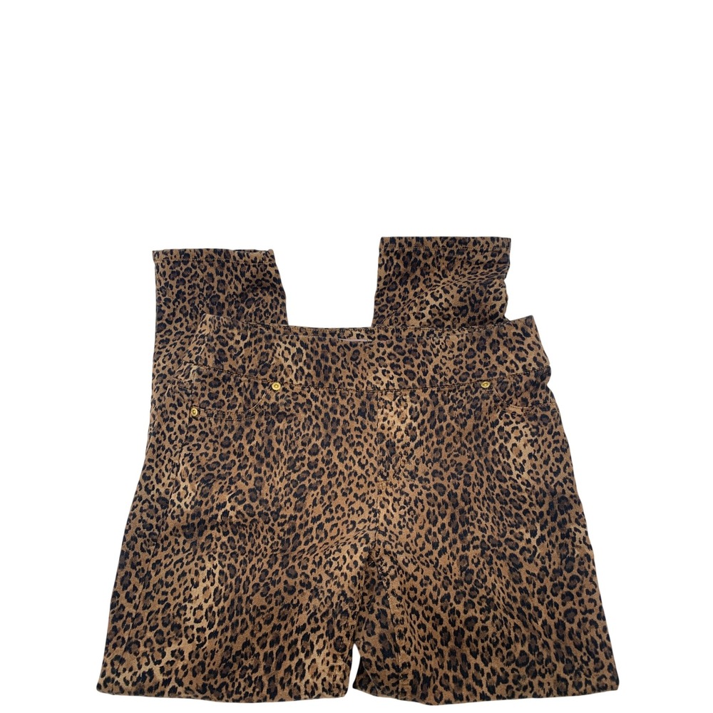 Chicos Leopard Print Ankle Pants Womens 0 Small Brown Animal Pull On Stretch